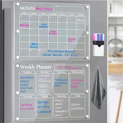 Fridge Magnet Sticker Calendar Board Planner Reusable Magnetic Dry Erase Board Schedule Transparent Acrylic Fridge Message Menu