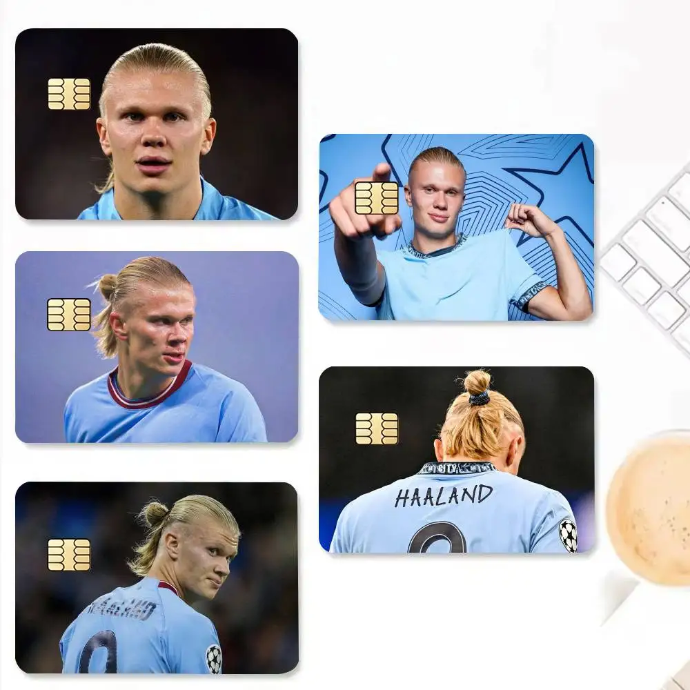 Football superstar E-Erling H-Haaland Credit Card HD Stickers Small Chip Waterproof Sticker Game Card Decal Gift