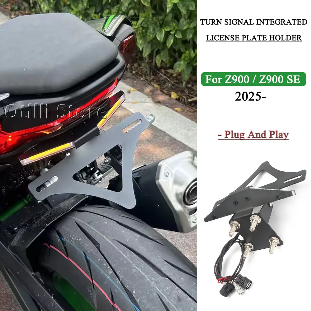 

Motorcycle License Plate Holder Bracket For Kawasaki Z900 z900 Z 900 2025 Rear Tail Frame Fender with Turn Signal