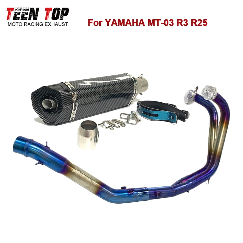 For Yamaha YZF-R25 YZF-R3 MT-03 Exhaust System MT03 Exhaust Pipe 370mm R25 Exhaust Muffler DB Killer 51mm Escape Moto Front Tube