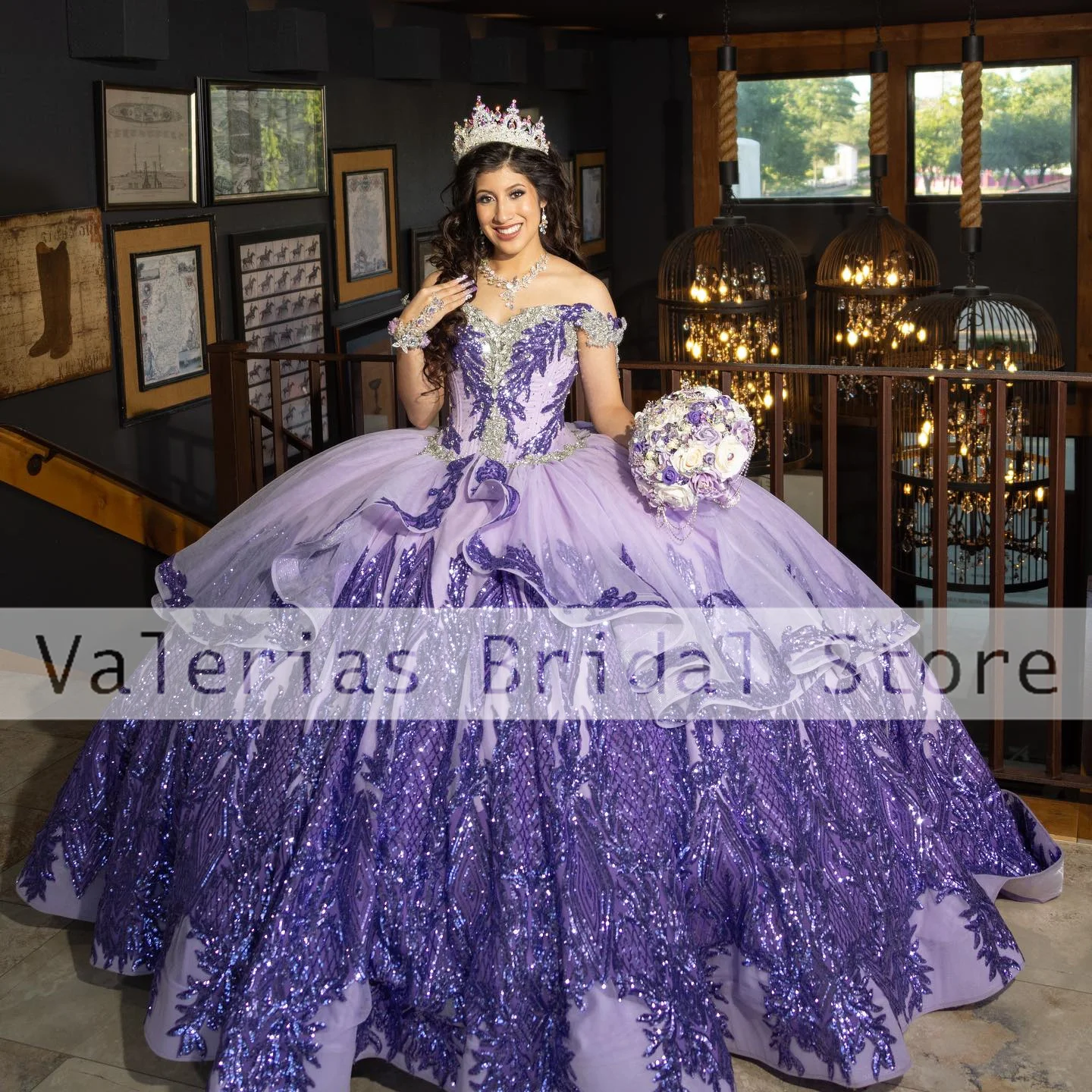 Vestido De quinceañera púrpura brillante De lujo, apliques De cuentas, Vestido De baile De princesa mexicana dulce 16, 15 Quinceañeras