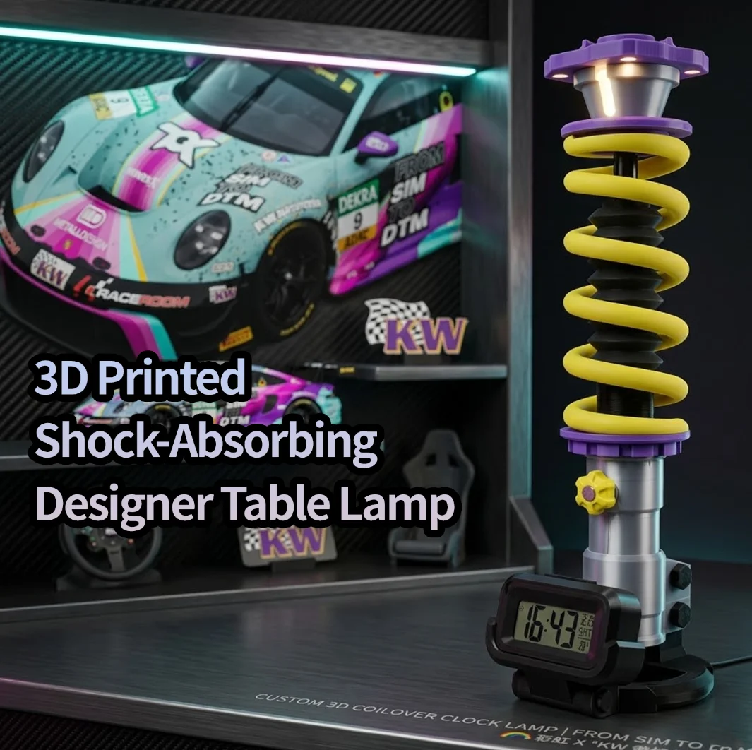 

Premium 3D Printed Shock Absorber Desk Lamp, Adjustable Light for Home Office & Car Interior Decor