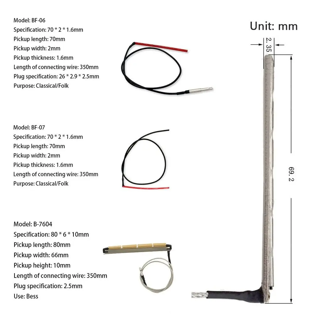 5 أنماط لاقط بيزو القيثارة باس الكمان لينة الصوتية جسر السرج بيزو الغيتار Preamp تحت قضيب