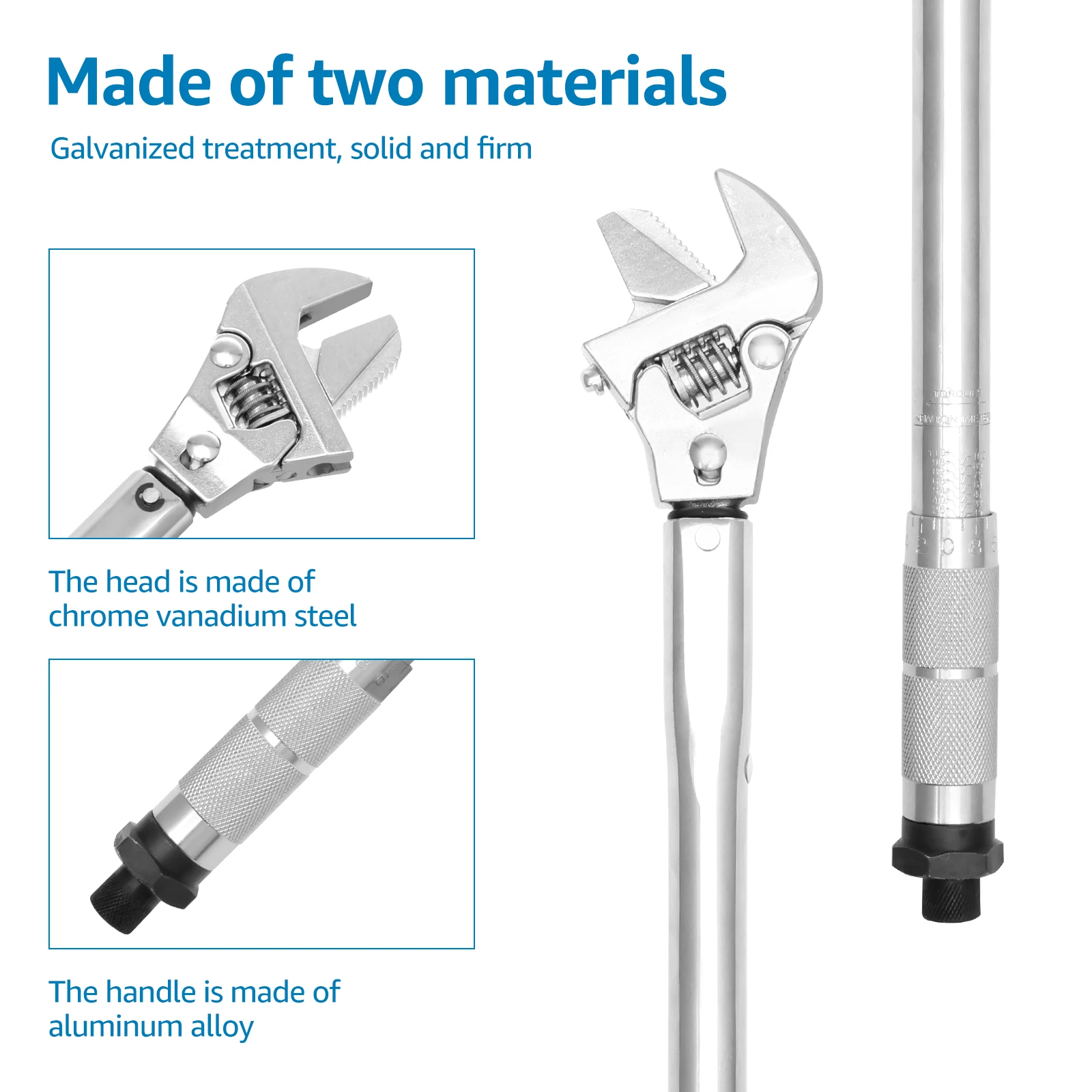 19-110NM 43 مللي متر مفتاح العزم القابل للتعديل 4 في 1 متعددة الوظائف نهاية مفتوحة مفتاح العزم أداة إصلاح المنزل ميكانيكي نجار وجع #3