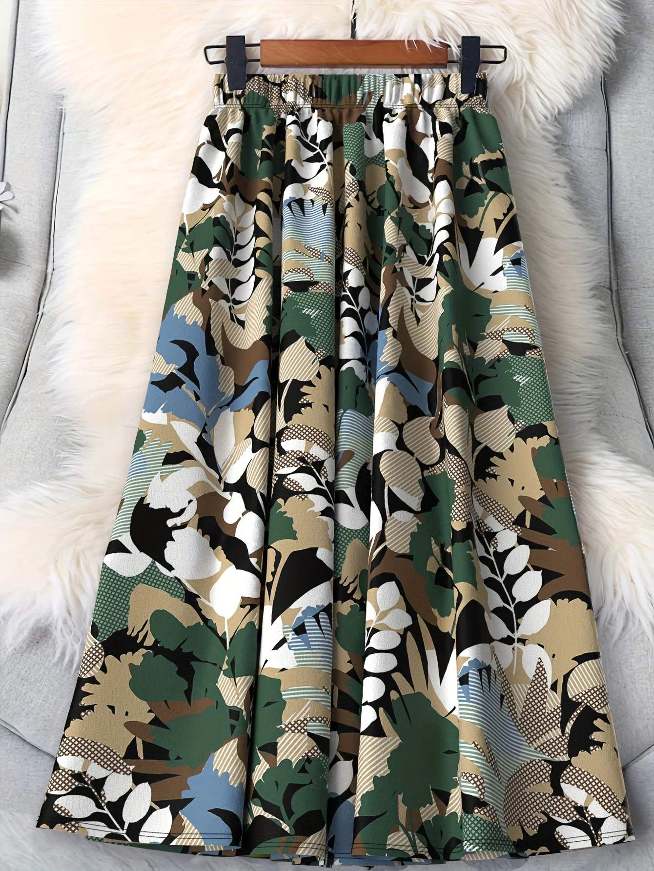 Luxy Trio Gonna a trapezio leggera con stampa floreale da donna - Lunghezza media, stile vacanza per tutte le stagioni Taglie forti