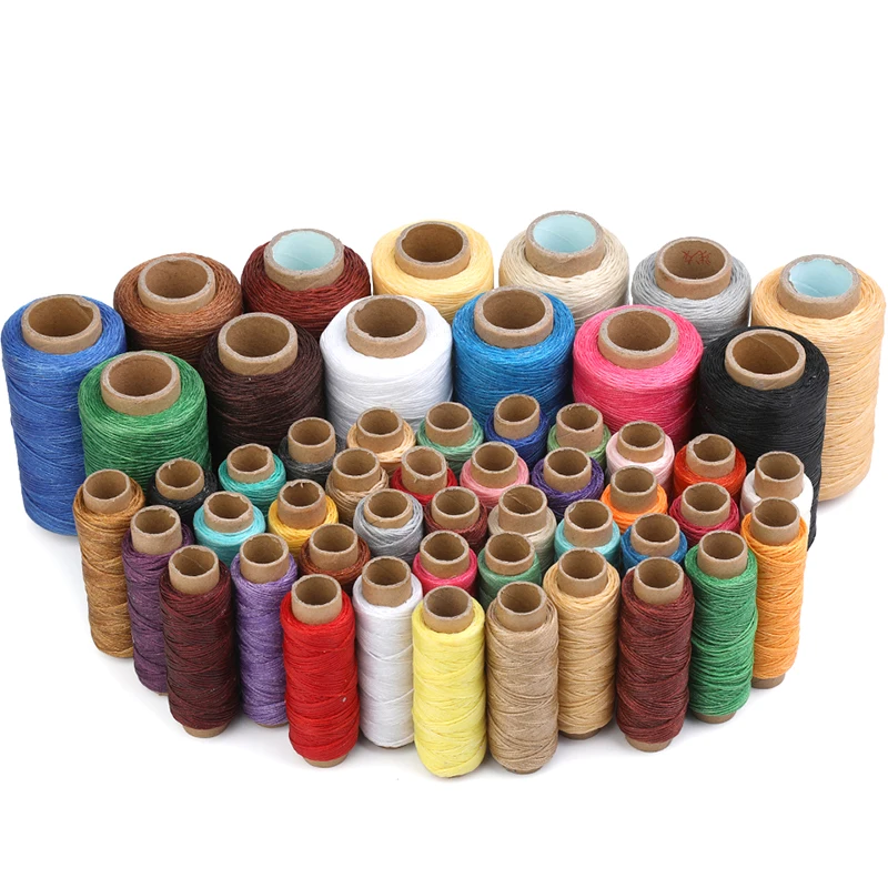 

TLKKUE Multi-color Flat Waxed Thread for Leather Sewing Wax String Polyester Cord Craft Stitching Bag 12m/30m/50m/150m/250m 1pc