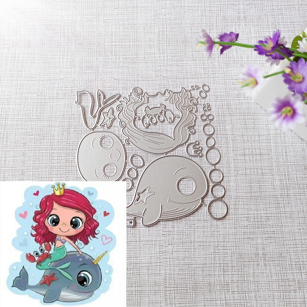 

New mermaids and whales cutting dies scrapbook decoration embossed photo album decoration card making DIY crafts