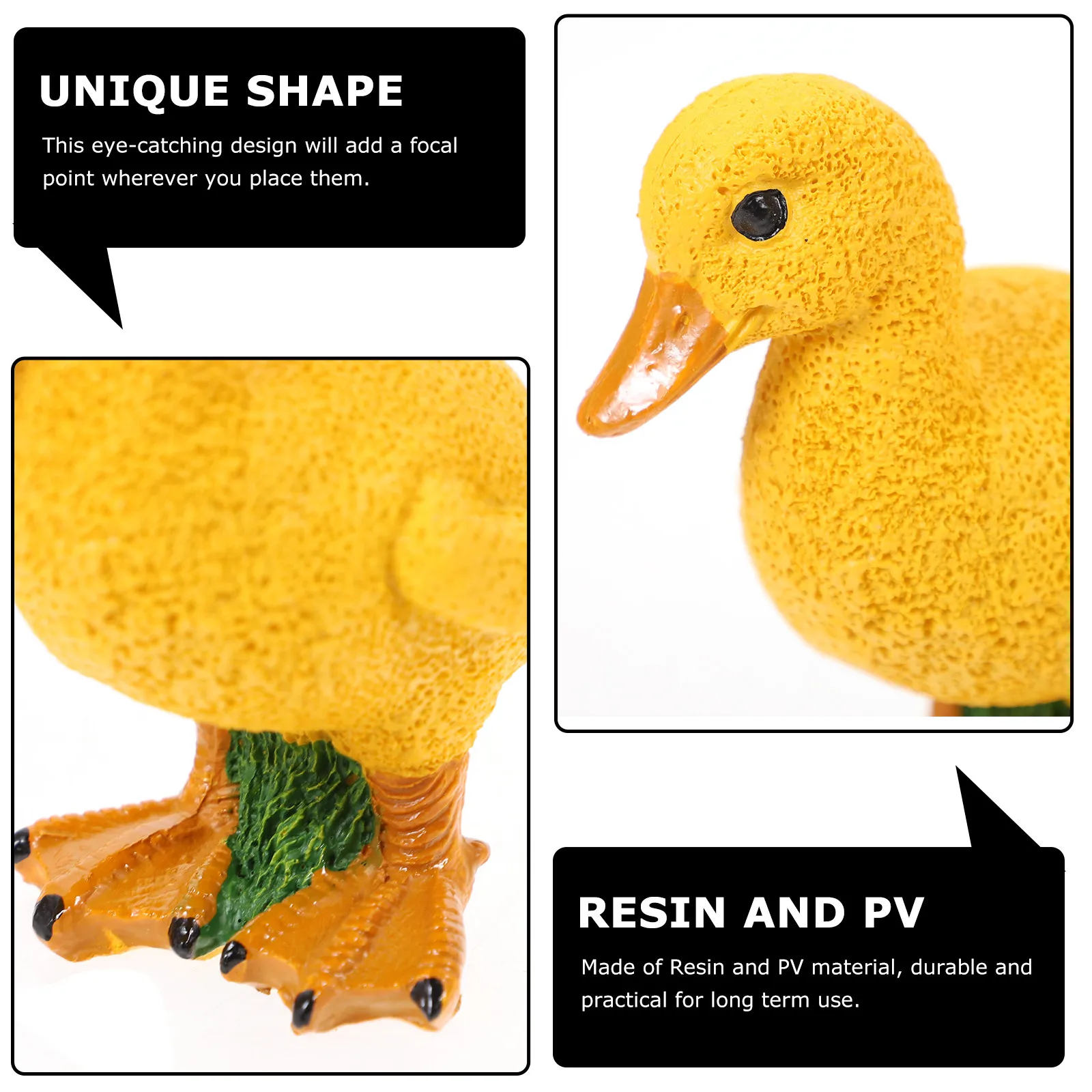 2Pcs Yellow Duck Resin Garden Decor Excellent Handwork Cute Mini Ornament for Succulent Pots Micro Landscape DIY Adornment