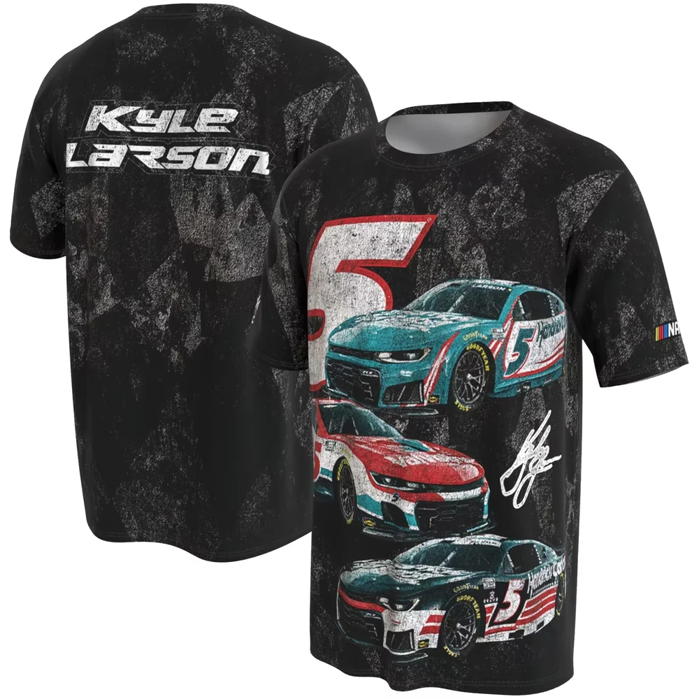 Men's Black Chase Elliott Motorsports T-Shirt 3D Print Sports Quick Dry Short Sleeve Tops Kyle Larson Fans Racing T-Shirts 5XL