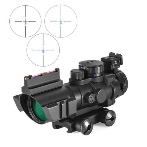 4X32 Hunting Riflescope Real Fiber Optics Grenn Red Dot Illuminated Etched Reticle Tactical Optical Sight