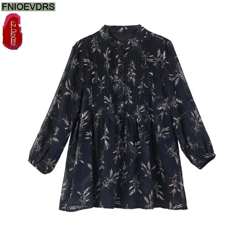 L-5XL Loose Clothes 2023 Women European Fashion Elegant Office Lady Work Button Shirt Retro Tunic Belly Peplum Tops And Blouses