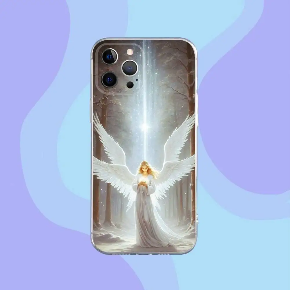 Чехол для телефона Fantasy Angel Girl Wings для iPhone 16,15,14,13,12,11 Pro, Max, Plus, X, XS, XR, SE, мини-прозрачный силиконовый мягкий чехол