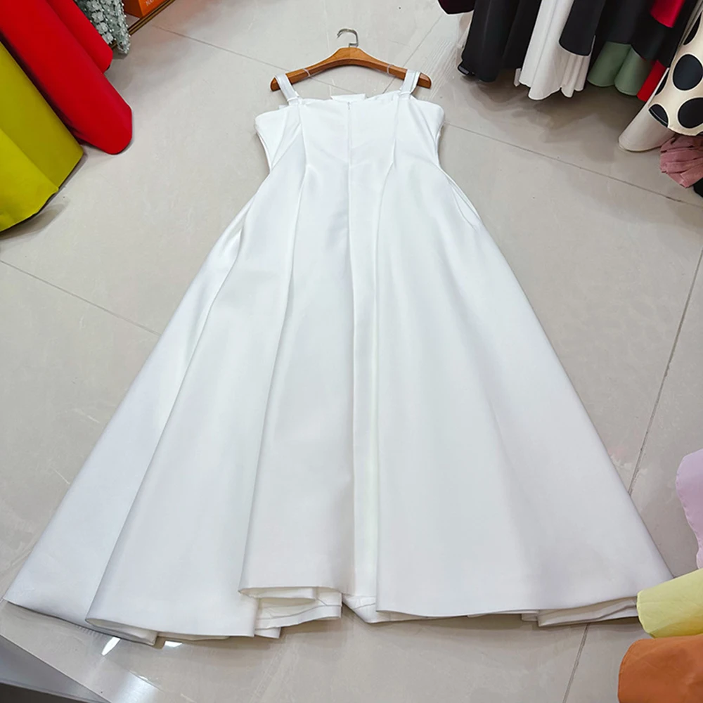 TWOTWINSTYLE Carino Impiombato Appliques Abiti Lunghi Per Le Donne Colletto Quadrato Senza Maniche A Vita Alta Chic Vestito Femminile Nuovo KDR545044