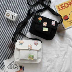 Bonito lona pequena bolsa feminina 2024 novo japonês harajuku diagonal saco selvagem estudante menina bolsa de ombro sacos para mulher