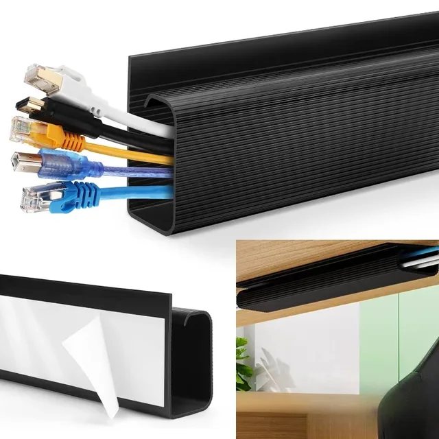 Under-Desk Cable Organizer 40cm Self-Adhesive Cable Management Cables Raceway For Home and Office Under-Desk Cable Organizer 40cm Self-Adhesive Cable Management Cables Raceway For Home and Office