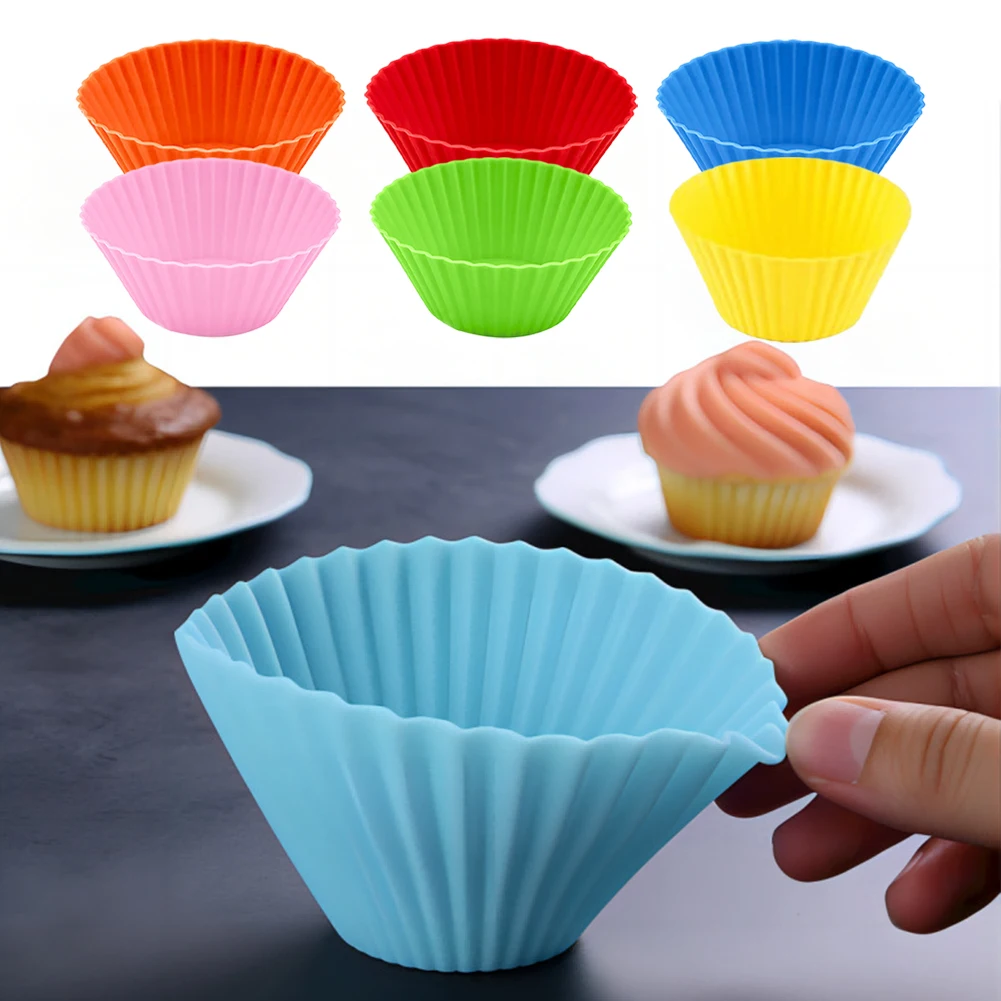 12 Pcs Reusable Silicone Baking Cup Muffin Mold Dessert Pudding Ramekin Holders Muffin Cupcake Liners Heavy Duty Cupcake Mold