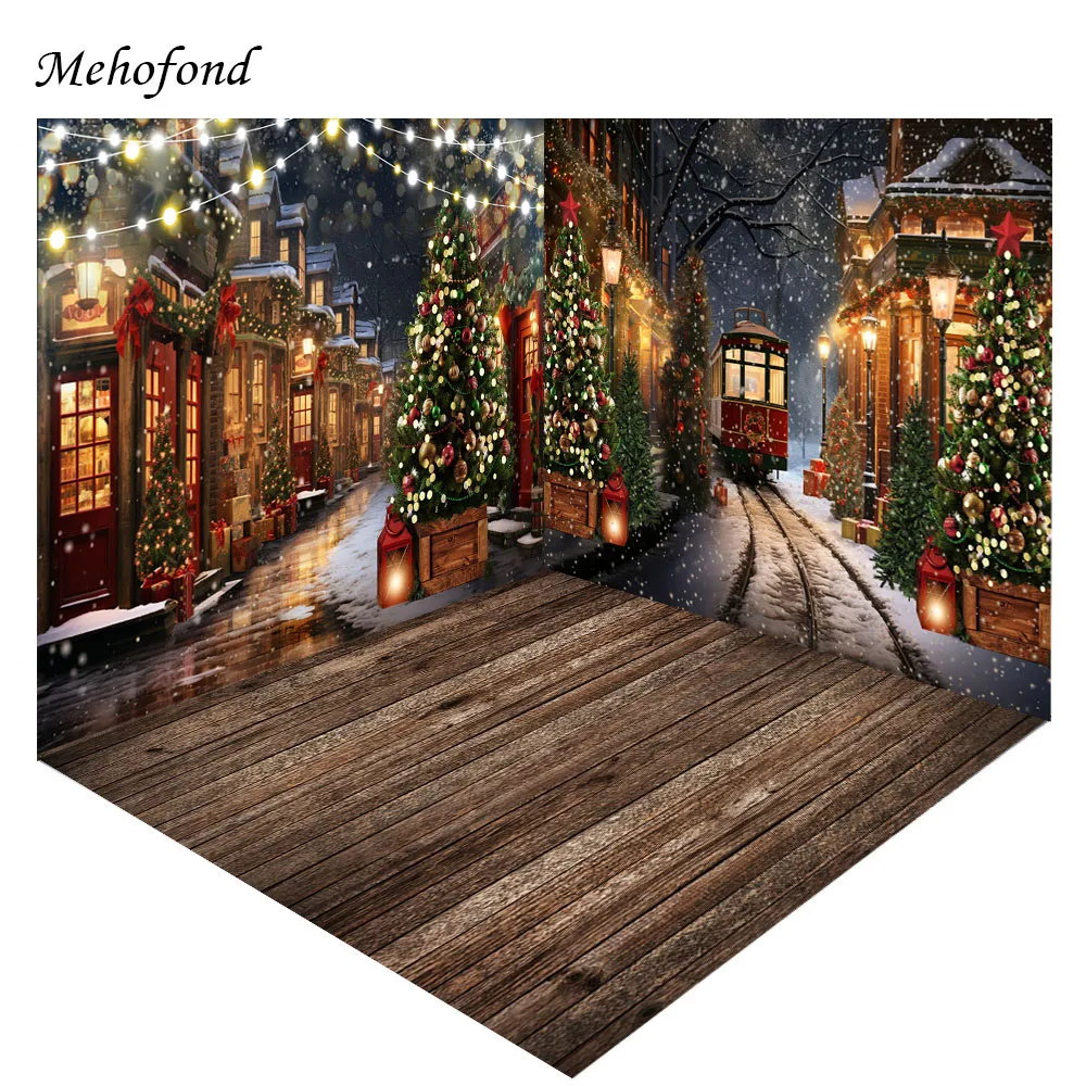 

Mehofond Photography Background Winter Christmas Street Lamp Snowy Xmas Holiday Kids Family Portrait Decor Backdrop Photo Studio