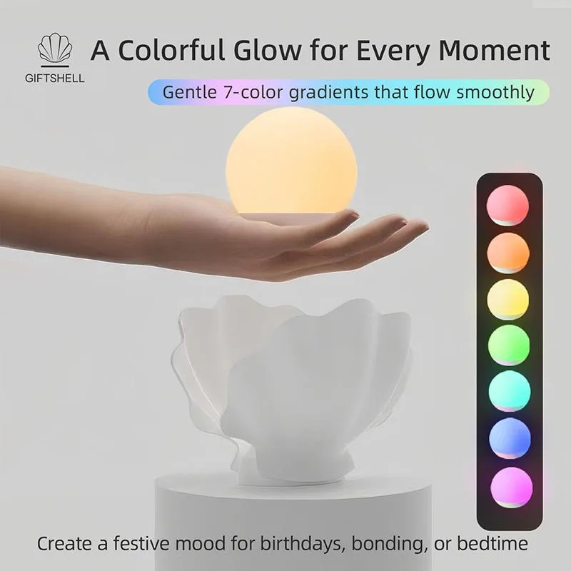 Children's Multi-Color Silicone Eye Protection Night Light Mother-Baby Atmosphere Lamp with Shell Pearl Effect view 3