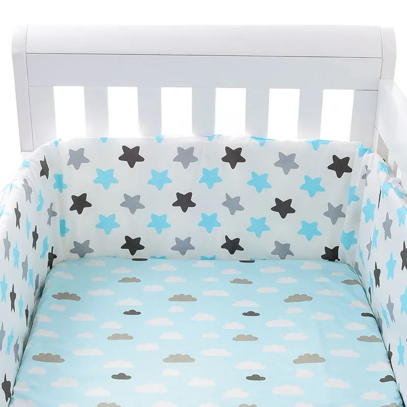 Keliling tempat tidur tas lembut bayi satu potong yang sederhana, keliling tempat tidur katun bayi baru lahir, bemper tabrakan bayi yang dapat dilepas dan dicuci