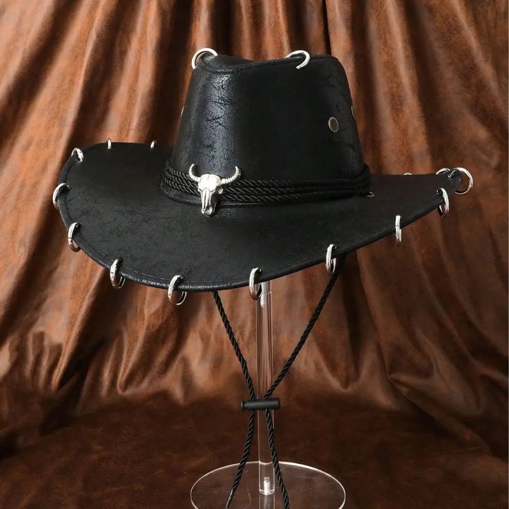 

Классическая широкополая ковбойская шляпа в западном стиле, однотонная, в этническом стиле, кепка для ковбойши, панк-кепка из искусственной кожи, летняя панама