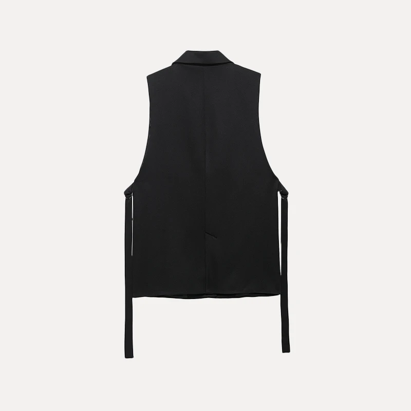 Gilet de costume Svel pour femmes, mi-long, un bouton, en Fiber de Polyester, Design Z, Design fendu, été 2025
