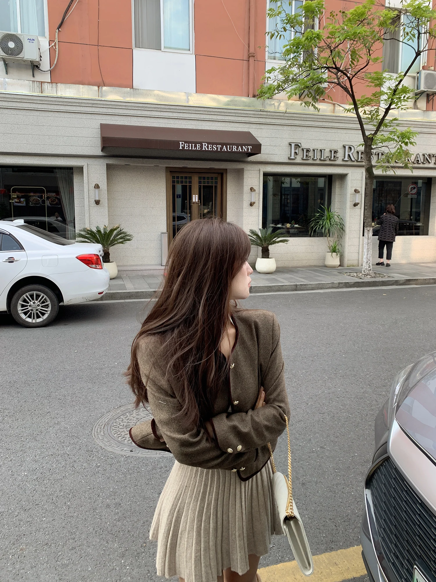 

Good Night Liuli Juli Autumn Winter Wool Blend Tweed Cotton Lined ort Jaet Women's Sli Korean Sle Thiened Long Sl...