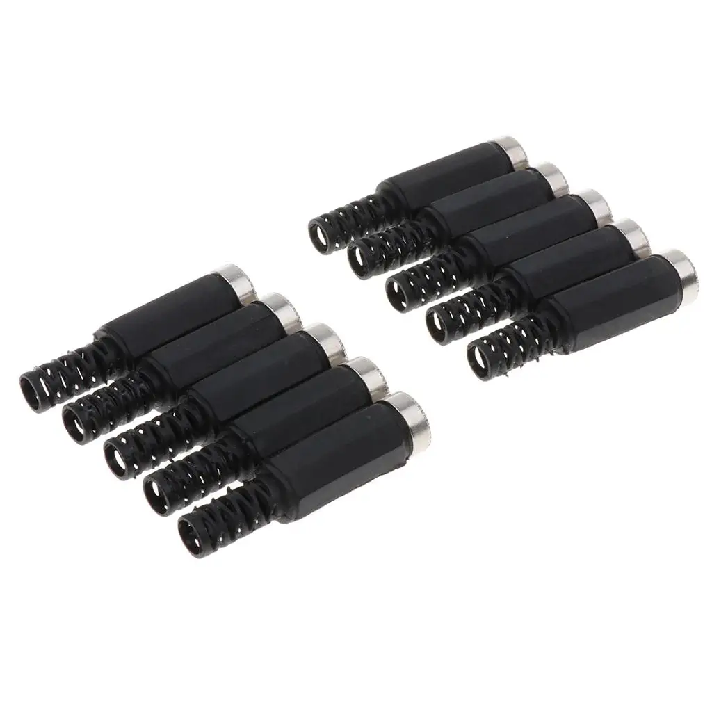 10Pcs 5.5 x 2.5MM DC Power Socket Connector Black Repalcement Parts