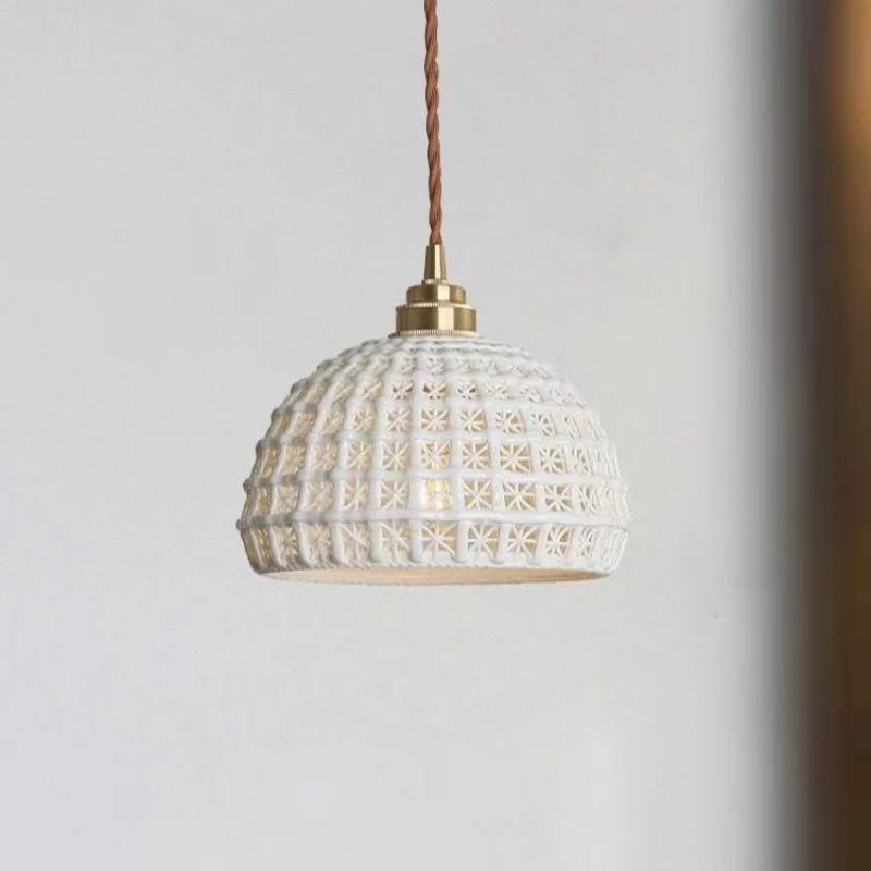 

Подвесной светильник в японском стиле из латуни, простой светильник для коридора, прихожей, барной стойки, столовой, винтажная прикроватная лампа, одиночный.