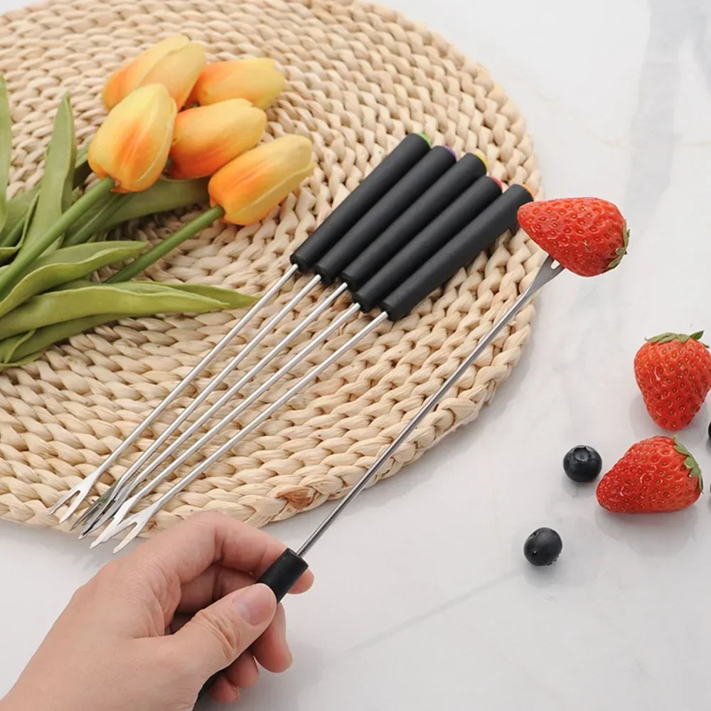 

6 Pcs Fondue Forks Stainless Steel Corrosion Resistant Long Forks for Cake Chocolate Fruits Cheese Fondue