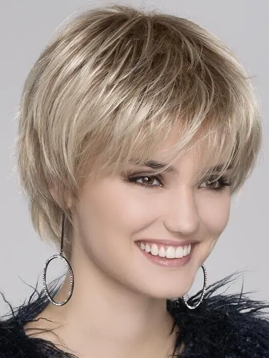 

100% Human Hair Women's light golden short straight hair Layered Capless Wig