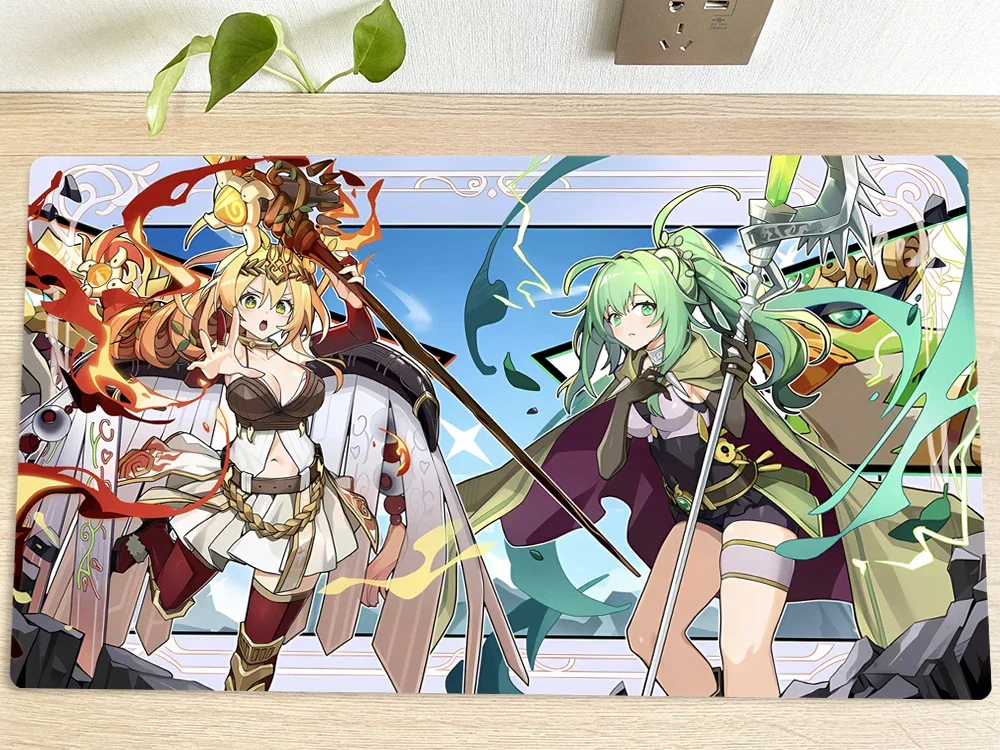 

YuGiOh Настольный игровой коврик Ritual Beast Tamer Lara & Spiritual Beast Tamer Winda TCG CCG Коврик для коллекционной карточной игры Коврик для мыши Игровой коврик