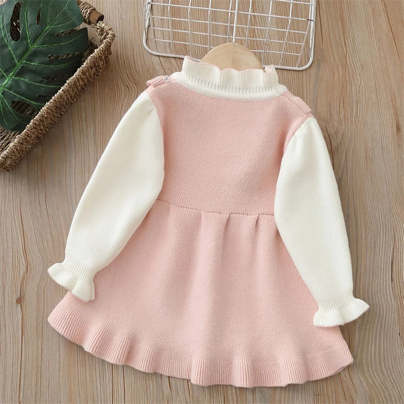 Autumn Winter Girls Dress Girls 1-5 Years Kids Princess Party Sweater Knitted Dresses Birthday Costume Baby Girl Clothes