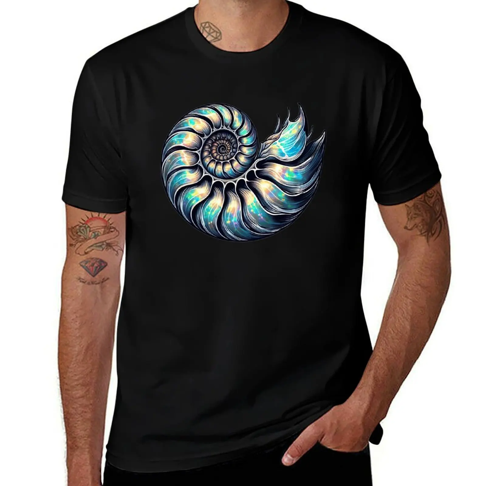 Opalized Ammonite T-Shirt boys animal print summer clothes blue archive boys whites Men's clothing