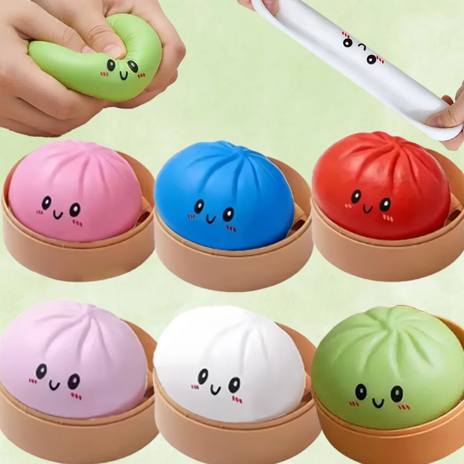 

Hot Dumpling Bao Bun Squishy Toy, Soft TPR Stress Relief Fidget Pack, Anti-Anxiety Sensory Toy for Adults & Kids Squeeze Gifts