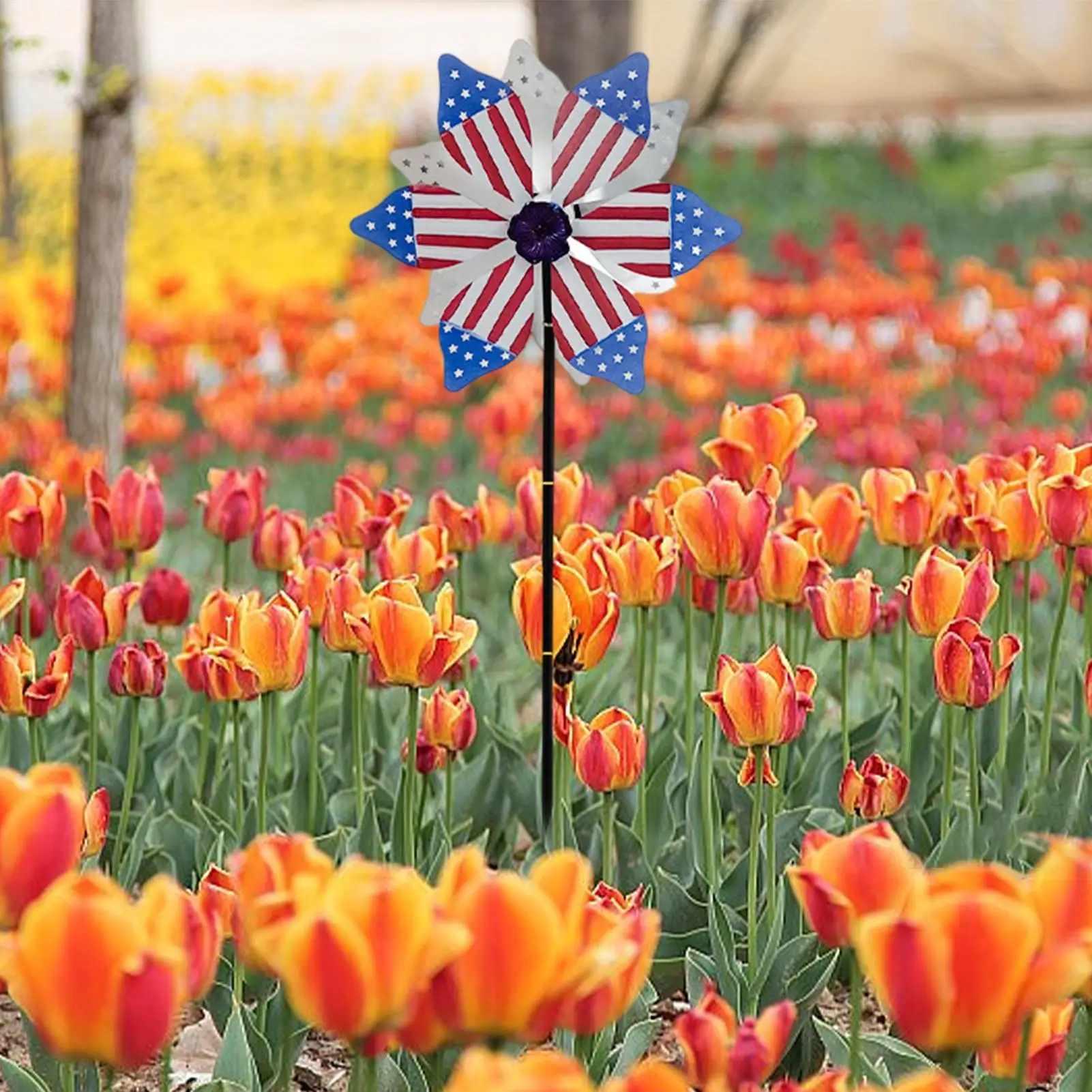 Garden Wind Spinners Patriotic Pinwheels With Stake Yard Wind Spinners For Garden Backyard Patio Lawn Porch Flower Bed Pathway