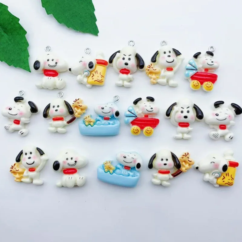 12 colgantes de resina con forma de perro de dibujos animados, accesorios para hacer joyas DIY, pendientes, llaveros