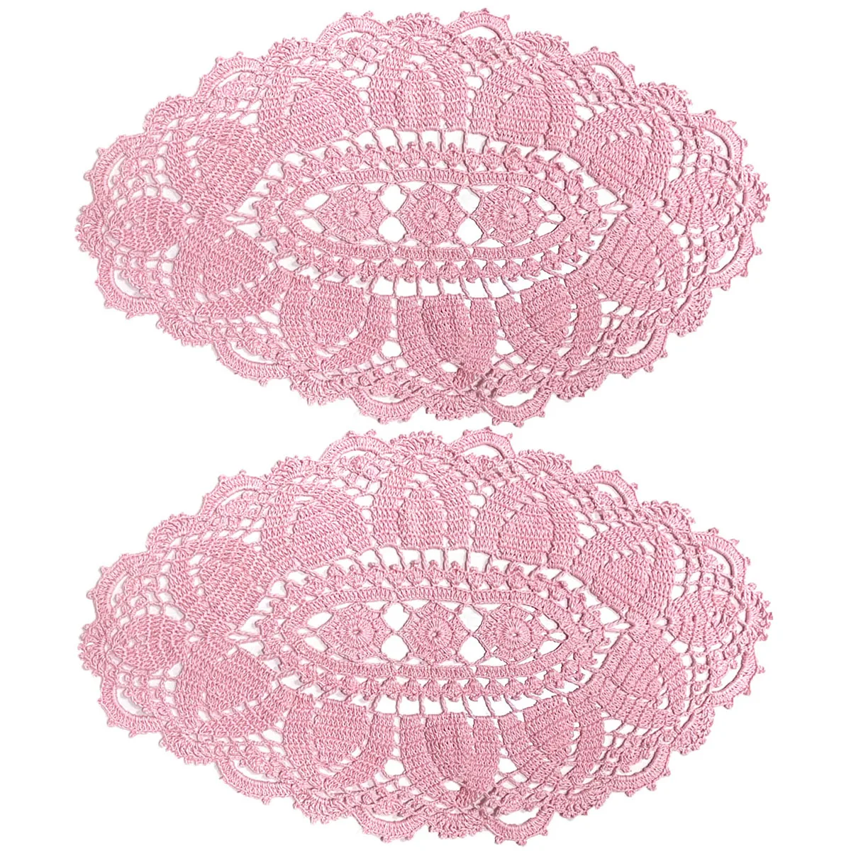 

BomHCS Tulip Flower Lace Placemats Handmade Crochet Doily Table Mat for Kitchen Tablecloth2pcs