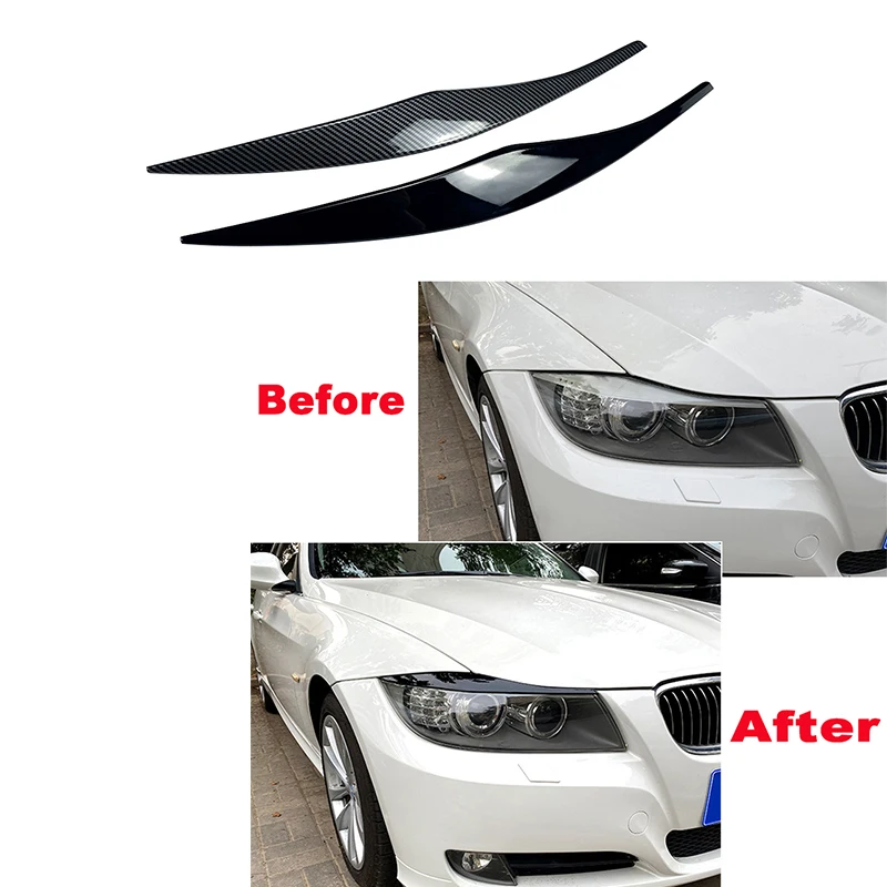 

2Pcs Front Headlight Cover Garnish Strip Eyebrow Cover Trim Sticker For BMW 3-Series E90 E91 320I 330I 2005-2012 Car Accessories