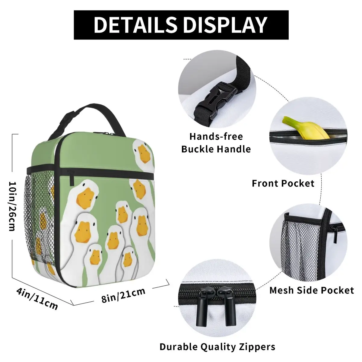 Cartoon Popular Goose Animal Insulated Lunch Bag for Kids School Cooler Thermal Food Box Tote Portable Lunch Boxes Container