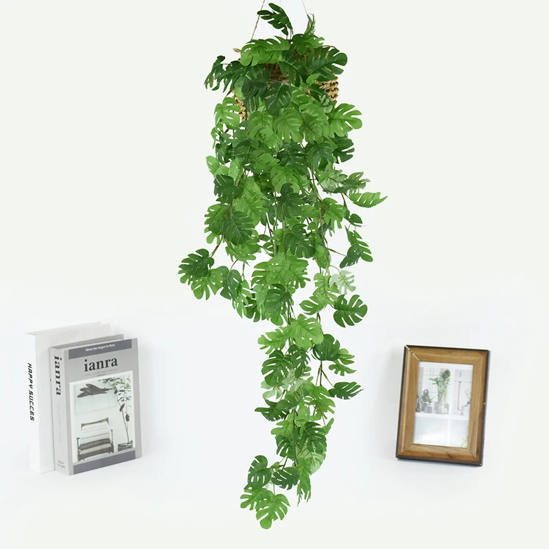 

Simulated Green Vine Turtle Back Leaf Hanging Potted Plant Artificial Plant Wedding Party Home Outdoor Garden Decoration