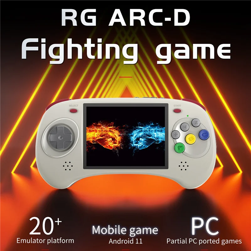 

RG ARC-D Retro Video Game Console 4Inch IPS Linux&Android 11 OS 6 Button Design Game Players Support Wired Handle