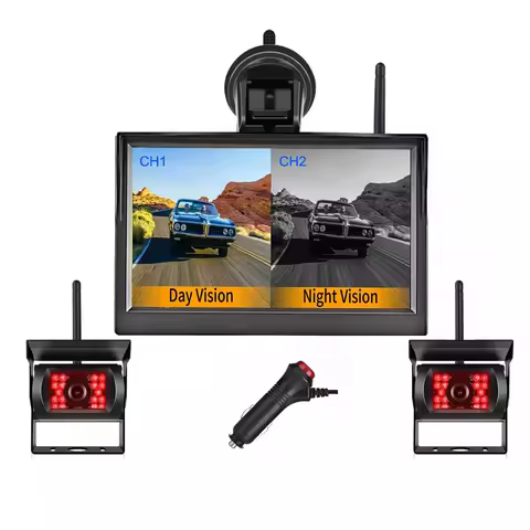 iPoster Digital Wireless 5" Dual Screen Monitor 1/2Pcs 18 IR Reversing Cameras 30-50m 12-24V For Caravan Truck RV Trailer