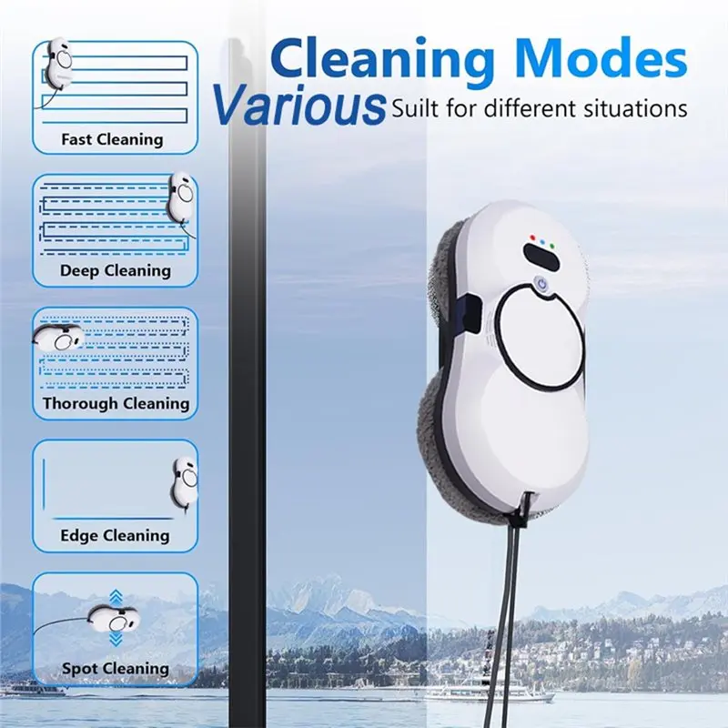 ABVI-Automatic Window Cleaning Robot Remote Control Cleaner Vacuum Cleaner Home Appliance Clean Window Scrubber Cleaner B UK Plu