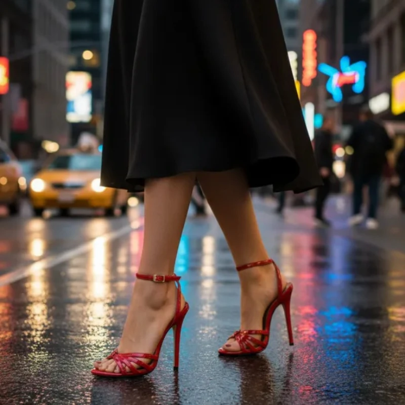 Summer Big Size 13cm Red Extreme High Thin Heels Sandals Women 2027 Shoes Sexy Mules Party Wedding Dance Fetish Pumps
