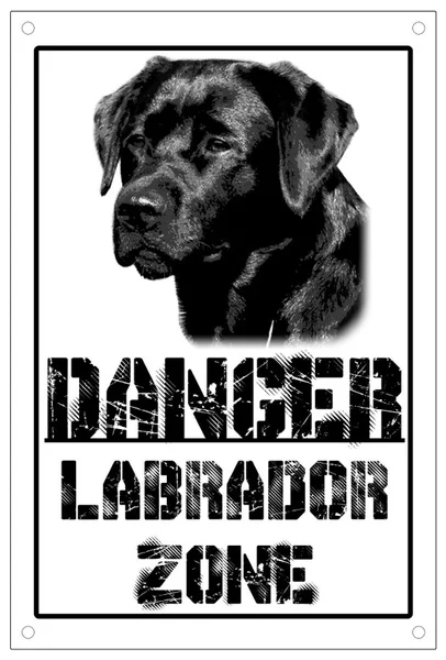 Danger Labrador Black Areas Plate Sign 8x12inch Metal Watch the Dog Metal Sign 8x12inch Home Kitchen Outdoor Wall Decor