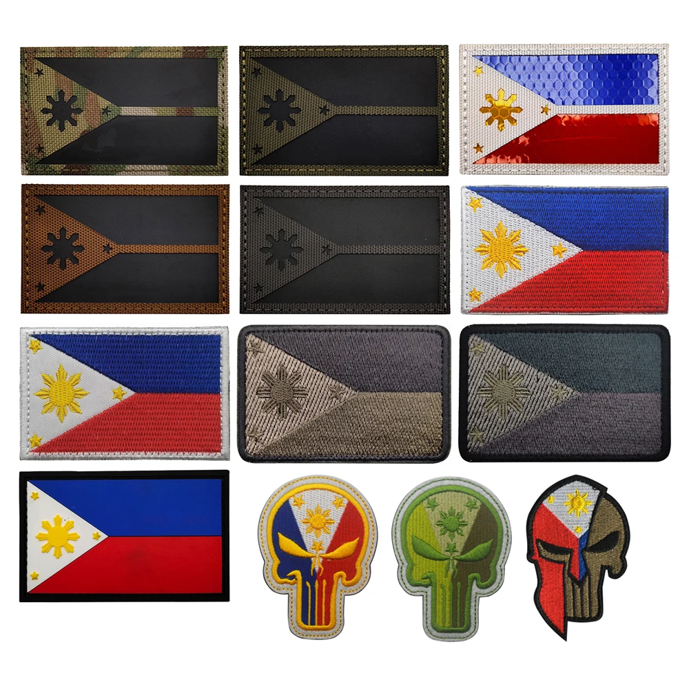 Флаг Филиппин, вышивка и светоотражающая повязка на руку с лазерной резьбой, военная тактика, значок мораля, одежда, нашивка на рюкзак Флаг Филиппин, вышивка и светоотражающая повязка на руку с лазерной резьбой, военная тактика, значок мораля, одежда, нашивка на рюкзак
