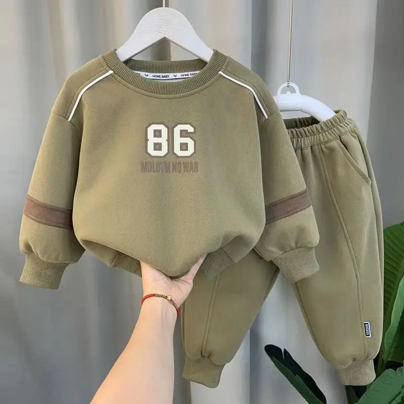 

Boys' Clothing Set 2024 New Spring and Autumn Children's Sweater Pants 2 Piece Baby Handsome Sports Set 2 4 6 8 9Y