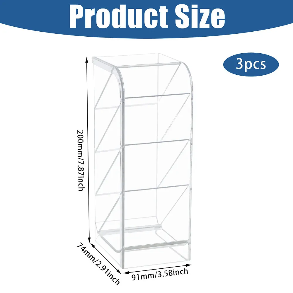 3 Pack Clear Acrylic Pen Organizer Storage with 12 Compartments Vertical Marker Organizer Transparent Acrylic Pen Holder