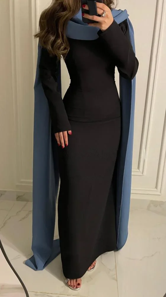 

Arabian Night Elegant Evening Dresses Ankle-Length Prom Gowns Black Simply Party Dresses Customized Vestidos de noche Saudi