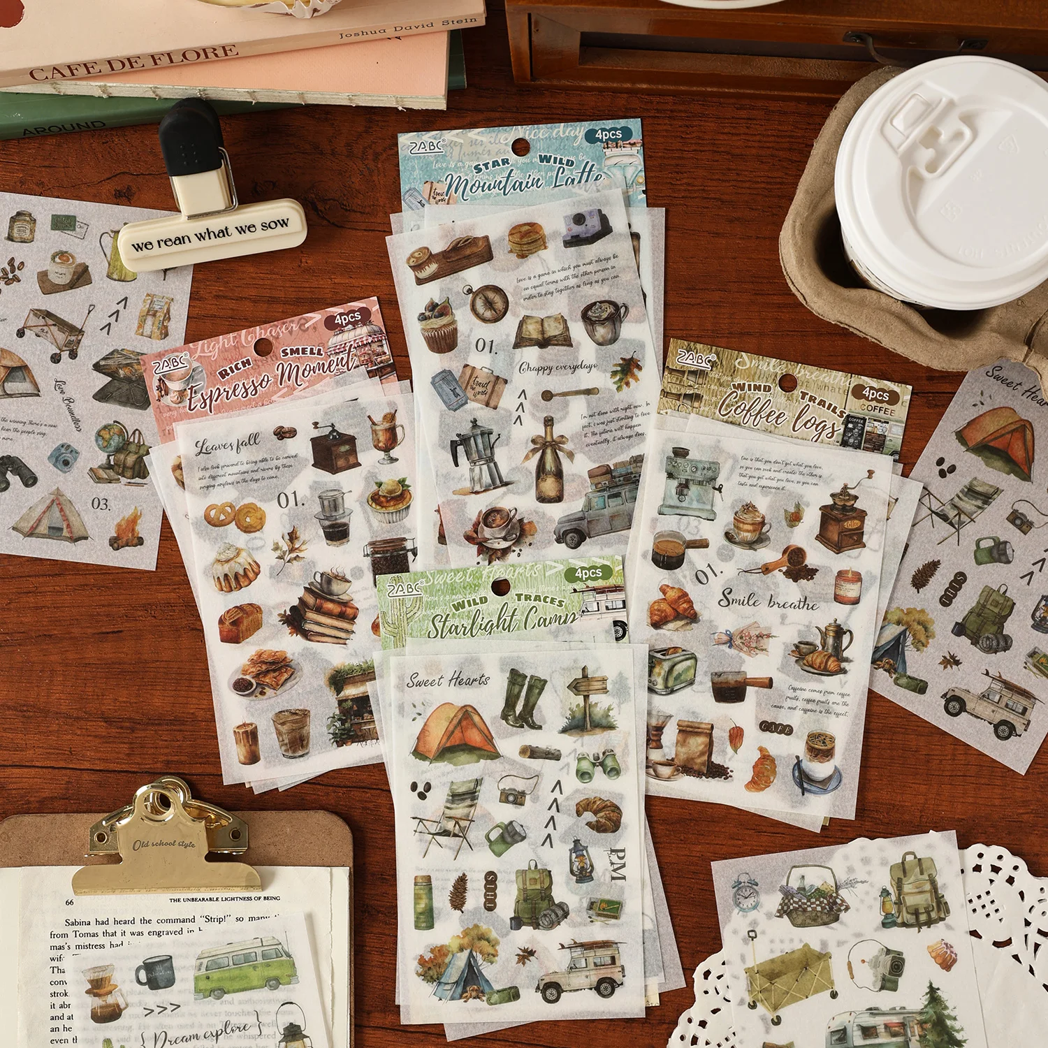 Vintage Kamp Temalı Kesilmiş Etiketler, Scrapbooking, El İşi, Günlük Tutma ve DIY Projeleri için Yiyecek Temalı İfadeler, Hobi Malzemeleri